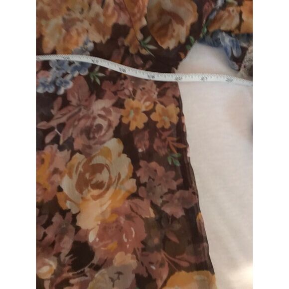 Quintessential Peasant Blouse Women's Small Sheer Cottage Floral V-Neck Layered - Picture 3 of 4